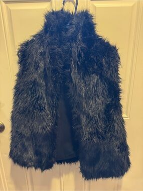 Sam Edelman Black Faux Fur Trim Sleeveless Vest Size L